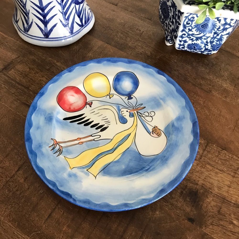 Mesa stoneware stork party balloon shower decor